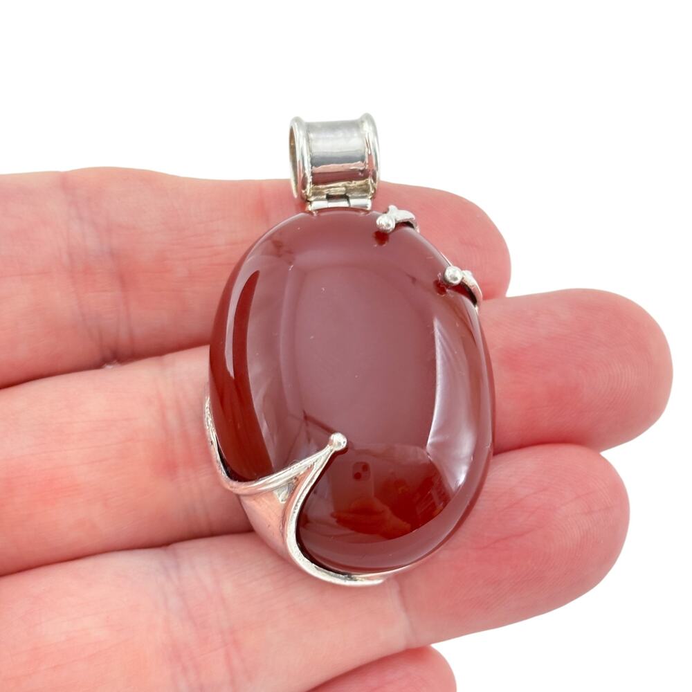Vintage Sterling Silver 925 Carnelian Pendant